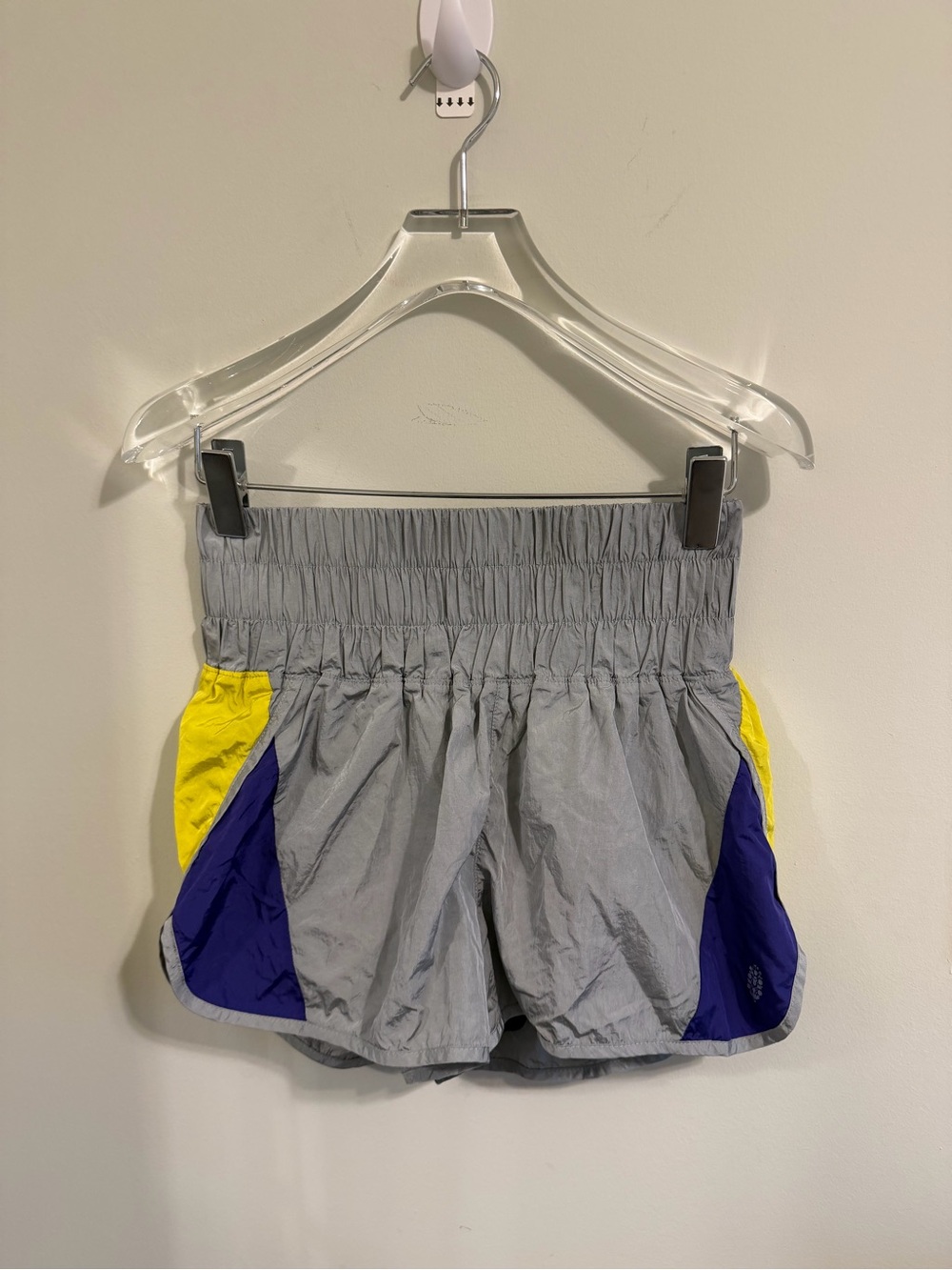 FP Movement by Free People The Way Home Colorblock Shorts Gray Purple Yellow M